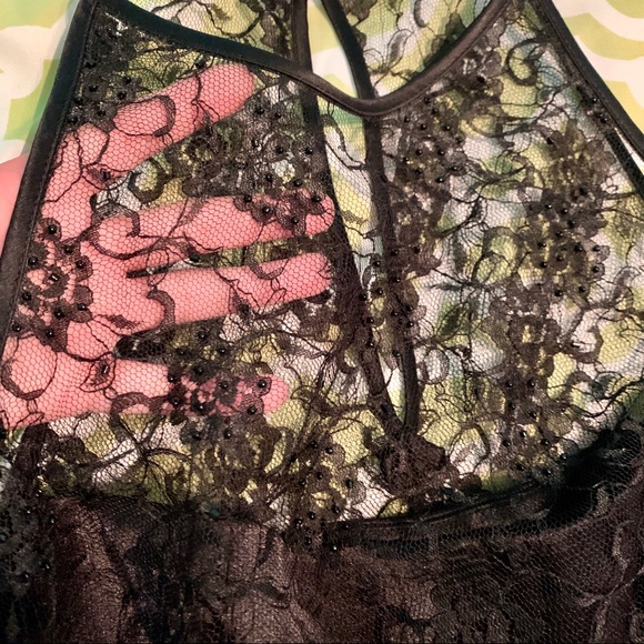 Black Lace Beaded Wrap Top - Picture 3 of 5